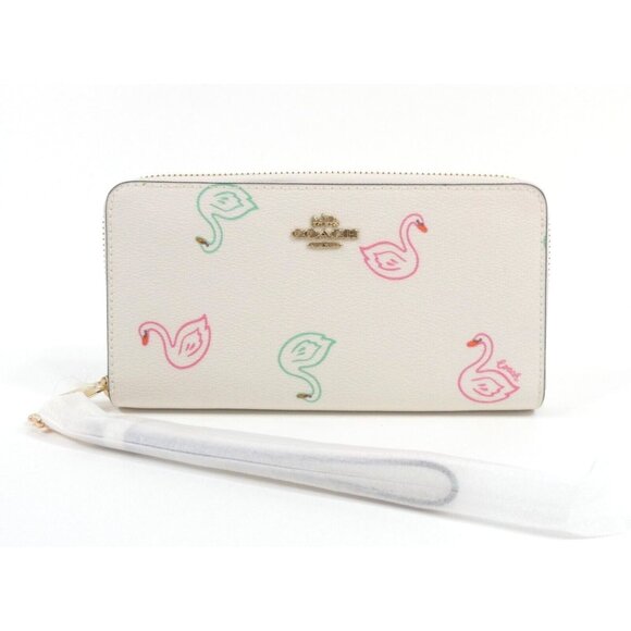 Coach Chalk Multi Swan Long Zip Around Wallet New with Defects C8384 - Picture 1 of 9